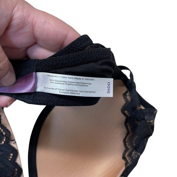 Adored by Adore Me Layla Pushup Underwire Bra Black Lace-Overlay Cups 34DD - Picture 3 of 5